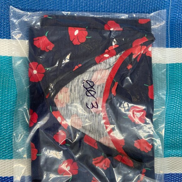 St John’s Bay XX-Large Navy Poppy Blouse Cold Shoulder, Shoulder Ties - Picture 4 of 7